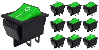 Produktbild von ProRide Wippschalter KCD4-202 2-polig 250V/16A 30x22mm Grün, 10 Stück