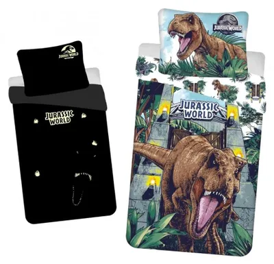 Obrázek produktu pro Svítící bavlněné povlečení JURASSIC WORLD ROAR barevné 70x90 + 140x200