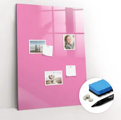 Produktbild von Magnetpinnwand Memoboard - Zubehörsatz - Schwarzer Marker + Schwamm + Magnete - 70 x 100 cm - Pinke Farbe