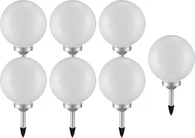 Produktbild von 7er Set LED Solarleuchte, Kugel weiß, H 65 cm