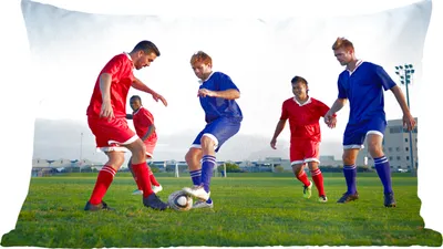 Produktbild von MuchoWow® Zierkissen Sofakissen Wohnzimmer Dekokissen 50x30 cm Fußballspiel - Wohnzimmerdekoration - Polster mit Photo