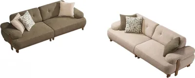 Produktbild von Villa Möbel Sofa Set Smooth Grau-Anthrazit Stellvariante:2+2 Handmade, pflegeleichter Mikrofaser Webstoff
