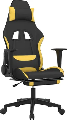 Productafbeelding van VidaXL Gamingstoel met massagefunctie en voetsteun, zwart en geel, met stoffen bekleding