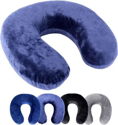 Zdjęcie produktu dla Poduszka ortopedyczna Unyqoos® do podparcia szyi – wykonana z pianki memory, z ergonomicznym kształtem przypominającym podkowę, dostępna w 5 kolorach, idealna do podróży, kolor: granatowy