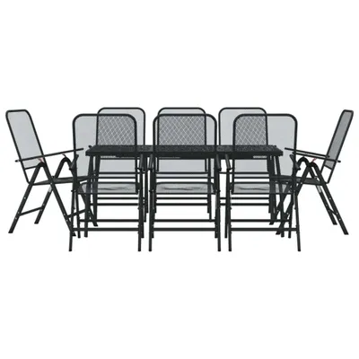 Produktbild von vidaXL 9-tlg. Garten-Essgruppe Anthrazit Streckgitter