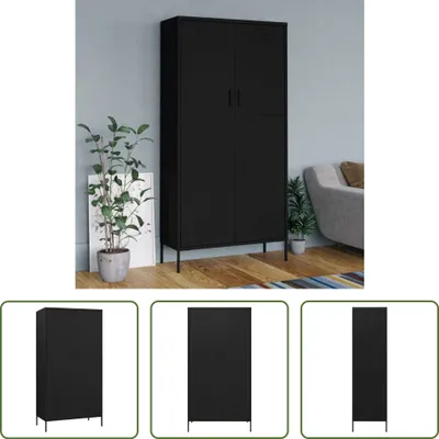 Obrázok produktu pre The Living Store Šatníková skriňa čierna 90x50x180 cm oceľ