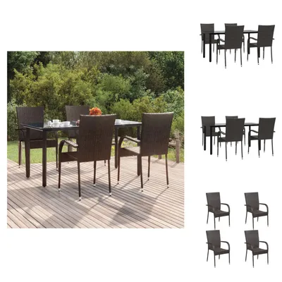 Produktbild von vidaXL 5-tlg. Garten-Essgruppe Braun Poly Rattan -  Gartenmöbel-Sets