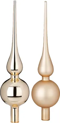 Produktbild von Christbaumspitze Glas 28cm 1 Stück matt / glanz sortiert - Brokatgold
