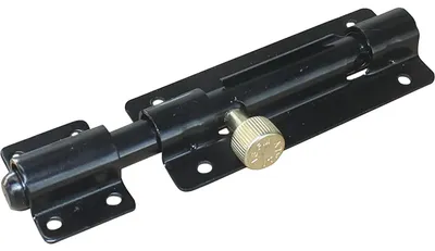 Produktbild von Grendelriegel abschließbar, 150 mm, Stahl schwarz lackiert