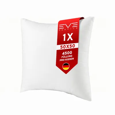 Produktbild von EVE Textile® Kissen 50x50 cm Bis 60° Waschbar Atmungsaktives Kopfkissen Innenkissen Dekokissen Sofakissen Kisseninlett & Bettkissen Flauschige Füllung