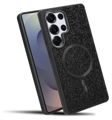 Immagine prodotto di Cadorabo cover per Samsung Galaxy S24 ULTRA cover glitter compatibile con MagSafe in NERO cover magnetica per cellulare Sparkle Diamond per Samsung Galaxy S24 ULTRA cover protettiva in cristallo antiurto con forza magnetica
