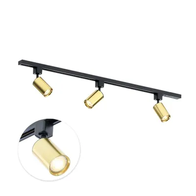 Produktbild von Qub Focus III - LED Schienensystem - Schwarz/Gold - 1-Phasen - 100cm - 3x GU10 Spots - I-Form
