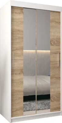 Produktbild von Kleiderschrank, Schiebetürenschrank Schlafzimmer, Schrank mit Spiegel TOKYO 1 100 cm