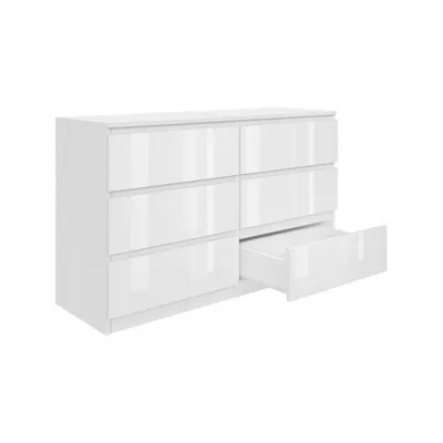 Produktbild von Kommode AVEN 120cm 6 Schubladen weiß lackiert, Wohnzimmerschränke, Schubladenschränke