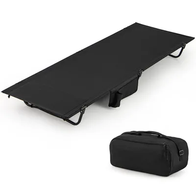 Immagine prodotto di Lettino da campeggio COSTWAY 193 x 70 cm, lettino da campeggio ultraleggero con tasca laterale, letto pieghevole portatile, lettino da campeggio 150 kg di portata nero