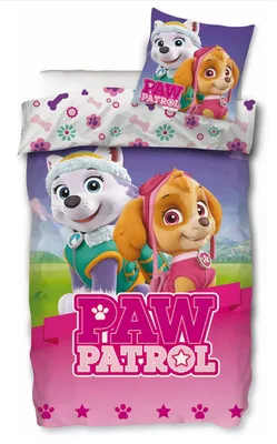 Produktbild von Skybrands PAW Patrol Mädchen Bettwäsche 135x200 cm – Skye & Everest Wendebettwäsche mit Kissenbezug 80x80 cm – 100% Baumwolle Renforcé, Rosa/Lila