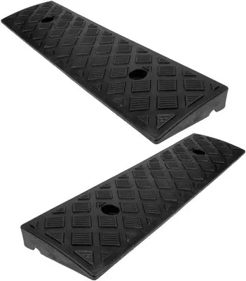 Productafbeelding van Drempelhelling Rubber - Oprijplaat Antislip - Toegankelijkheid Verbeteren - Robuuste Constructie - 2 Stuks - Mat
