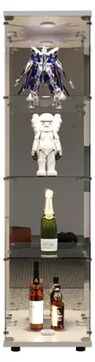Produktbild von Glas Vitrinenschrank - Displayschrank - LED-Beleuchtung - Glastür - 4 Einlegeböden - Für Sammlerstücke, Bücher, Wein - Weiß