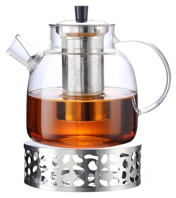 Glas-Teekanne 1500 ml mit Sieb & Stövchen, hitzebeständig