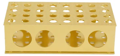 Produktbild von Goldener Aluminium-Reagenzglasständer mit Lochdurchmesser 8 x 12,3 x 18 x 30 mm für Laborzwecke