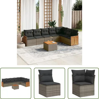 Produktbild von The Living Store 8-tlg. Garten-Sofagarnitur mit Kissen Grau Poly Rattan