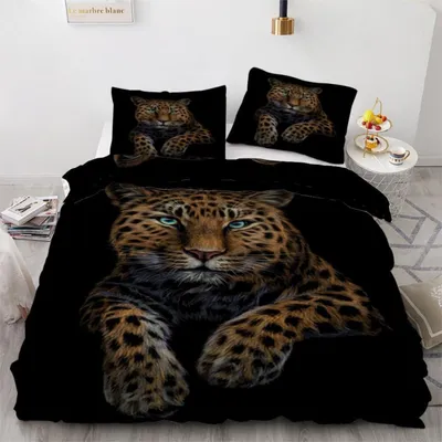 Obrázek produktu pro Sada povlečení 135x200 cm, 2 díly, mikrovlákno, leopardí motiv 3D, zapínání na zip