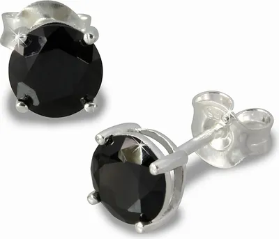 Produktbild von SilberDream Ohrstecker Damen Silber schwarz rund Zirkonia Ohrringe 6mm SDO716S