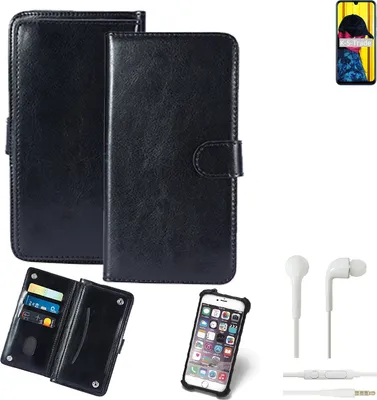 Produktbild von K-S-Trade 360° Hülle kompatibel mit Huawei nova Lite 3 inkl. Headphones schwarz Kunstleder Case BookCase WalletCase Kunstlederederhülle