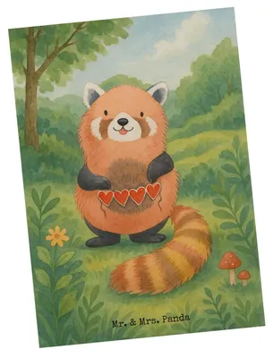 Produktbild von Mr. & Mrs. Panda Motivkarte Roter Panda Design - Weiß - Geschenk, Ansichtskarte, Grußkarte, Lieblingsmensch, Ansichtskarten, Herz, Postkarten, Kunstkarten, Postkarte, Rot