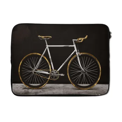 Produktbild von MuchoWow® Laptop Hülle 14 ZollRennrad - Schwarz - Gold Laptoptasche - Laptoptasche - Stoßsicher - Schutzhaube