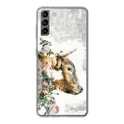 Produktbild von MuchoWow® Handyhülle Schutzhülle Hülle für Samsung Galaxy S21 Plus Schottischer Highlander - Farbe - Blumen Silikon Softcase Handy Hülle - Handy-Tasche