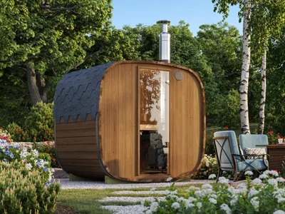 Produktbild von Fjordholz Fass-Sauna Modell Quadro 170 cm