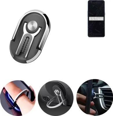 Produktbild von K-S-Trade 3in1 Smartphone-Ring Handy-Ring kompatibel mit Oppo Reno4 Fingerhalterung  Handyring Tischständer Lüftungsgitter-Halterung Tisch Ständer