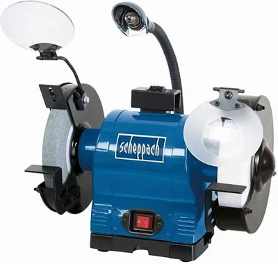Zdjęcie produktu dla Szlifierka podwójna Scheppach BG200 | 230V 550W - kamień Ø200 mm | K36 / K60 | osłona przeciwiskrowa | wspornik przedmiotu obrabianego i obciągacz osełki | zbiornik na wodę