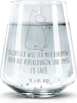 Produktbild von Mr. & Mrs. Panda Becherglas Alpaka Fahne - Transparent - Geschenk, Trinkgefäß, Glasbecher, Glas, Limonadenglas, Lamas, Tumbler, Lama, Wasserglas, Liebe, Alpakas