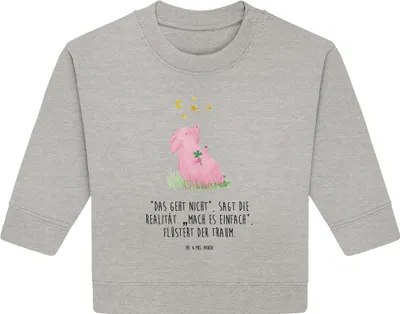 Produktbild von Mr. & Mrs. Panda Organic Baby Pullover Schwein Glück 6. - 12. Monat - Heather Grey - Geschenk, Glücksbringer, Bullover, Lustige Sprüche, Sterne, Motivation, Ziele, Träume