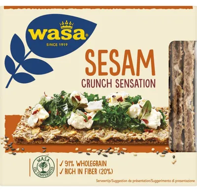 Produktbild von Wasa Crunch Sensation Sesam Knäckebrot 220g – Knusprig & ballaststoffreich