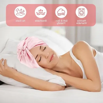 Verstellbare Nachtmütze für Locken, Satin Schlafmütze mit doppelter Seite, Haarpflege und Schlafkomfort, ideal zum Schutz