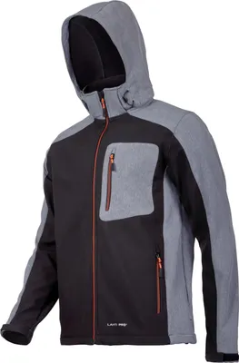 Zdjęcie produktu dla Kurtka softshell z kapturem, czarno-szaro-pomarańczowa, rozmiar L, LAHTI PRO