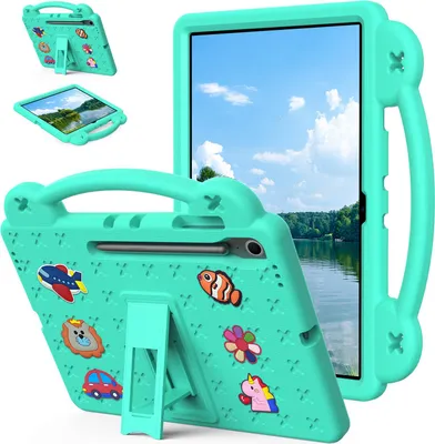 Obrázek produktu pro Ochranné pouzdro pro Samsung Galaxy Tab S10 FE+ 13,1" 2025 X620, roztomilé dětské pouzdro, odolné proti nárazům s držadlem a stojánkem Zelený