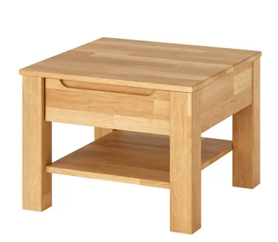 Produktbild von Couchtisch Kernbuche Massivholz 60x60 mit Schublade Ablage Wohnzimmertisch geölt