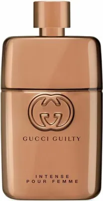 A product shot of a Gucci Guilty Intense Pour Femme Eau de Parfum bottle.