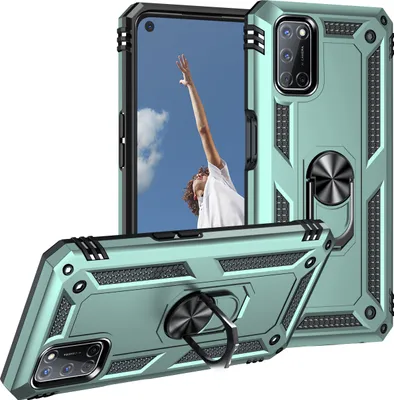 Image de Etui pour OPPO A52/A72/A92 4G étui de protection militaire double couche avec anneau et support vert