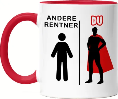 Produktbild von Andere Rentner Du Tasse Rot  Superheld Mein Held Dankeschön Geschenkidee Lustig Humor