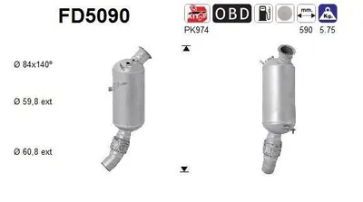 Produktbild von AS FD5090 Dieselpartikelfilter Rußpartikelfilter DPF für BMW 5 Touring (F11) Euro 5 Abgasanlage Diesel