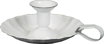 Produktbild von Kerzenständer Kerzenhalter Emaille Vintage Antik Weiß mit Henkel 7 x 21 x 17 cm