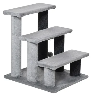 Productafbeelding van PawHut Huisdieren trap, kattentrap, balvorm, 3 treden, hondentrap, 45 x 40 x 48 cm