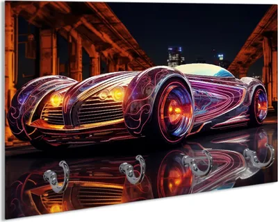 Produktbild von Wallario Handtuchhalter aus Glas, Motiv: Lichtspiel-Roadster, 30 x 20 cm mit 4 Haken