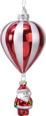Image de Décoration de Noël en verre Père Noël avec ballon 15 cm rouge / blanc