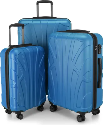 Produktbild von Suitline - 3er Kofferset Rollkoffer Hartschalenkoffer 4 Rollen Handgepäck-Trolley und Aufgabegepäck Koffer erweiterbar Sada cestovnej batožiny Hardcase ABS, TSA,Cyanblau